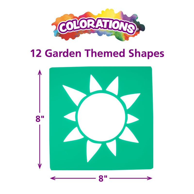 Colorations Garden Stencils, 12 Garden Designs, Made from Washable Plastic, 8 inches Each, Jumbo Size, Sturdy Stencils, Great for Creating Art, Kids Stencils, Stencils for Children - Image 4